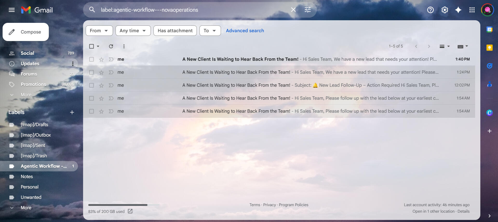 Sales Team Email Inbox